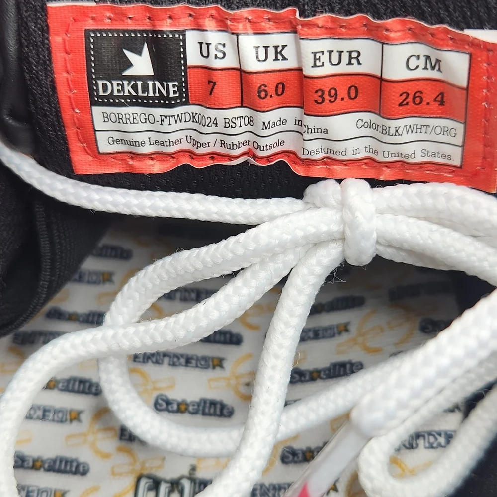 Dekline black orange white skater Sneaker Shoes Size 7 - Picture 6 of 7